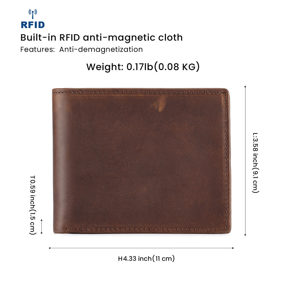 Wholesale New Men's Genuine Leather  Retro Short Bits Business Simple All-match Wallet